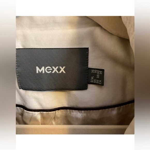 MEXX Stylish Light Khaki Short Pleated Trench Coat Belt Pockets 3/4 Slee… - Picture 2 of 13